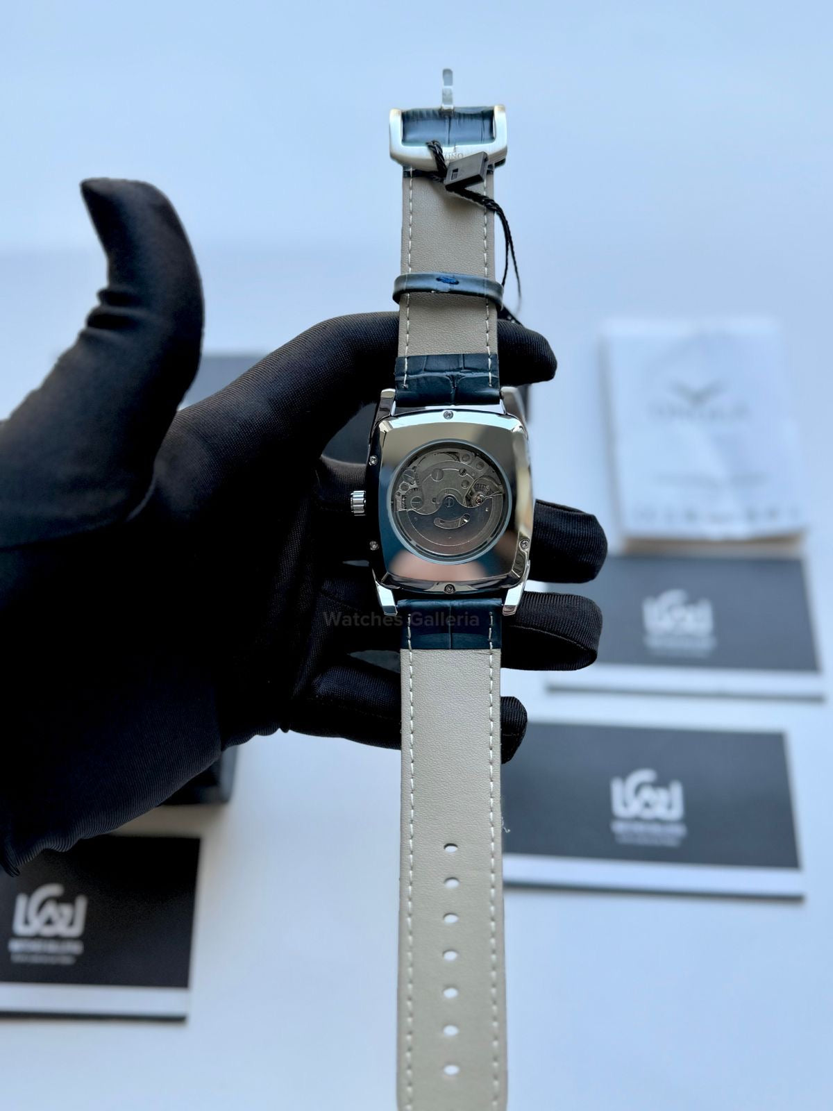 Onola 6848 Square Moonphase Open heart Automatic (Blue) Onola Watch in Pakistan