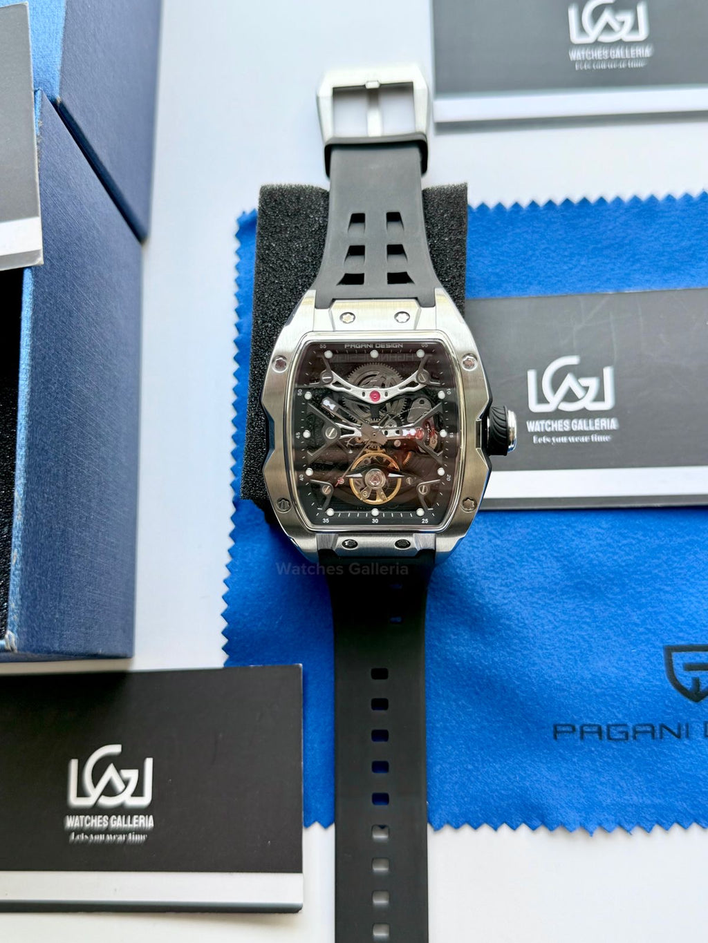 Pagani Design PDys018 Tonneau Skeleton Silver Black 42mm Automatic – Sapphire Crystal | Flywheel | 36H Power Reserve
