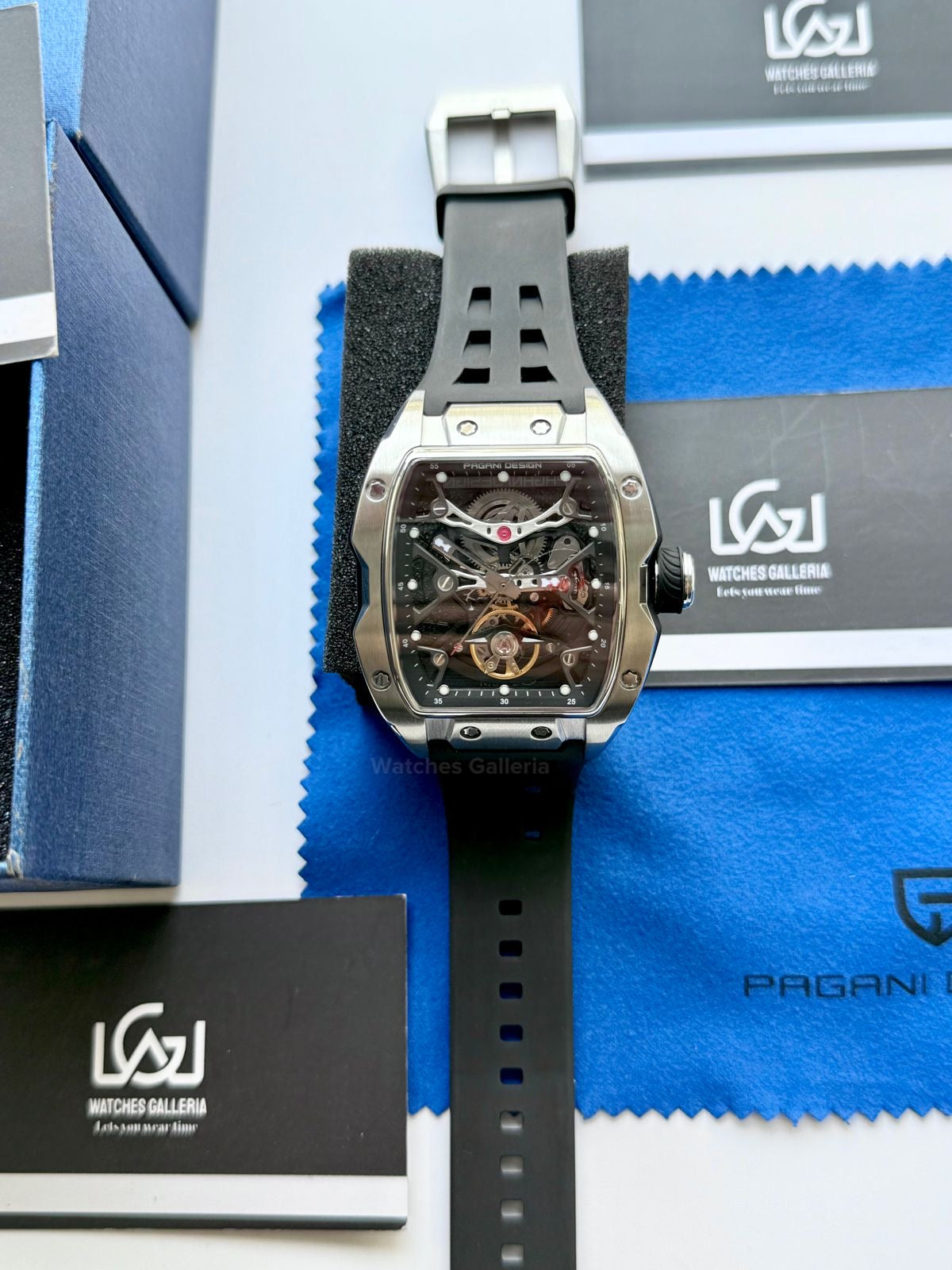 Pagani Design PDys018 Tonneau Skeleton Silver Black 42mm Automatic – Sapphire Crystal | Flywheel | 36H Power Reserve