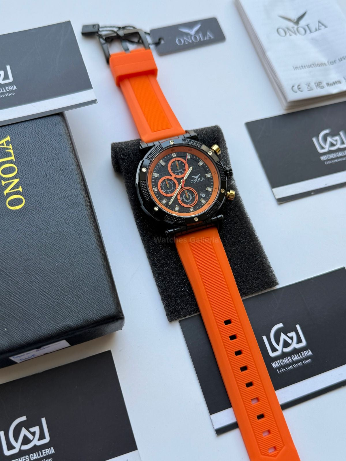 Onola 6859 Sports Chronograph Quartz (Orange) – Premium Racing Inspired Design | Original Onola Watch in Pakistan