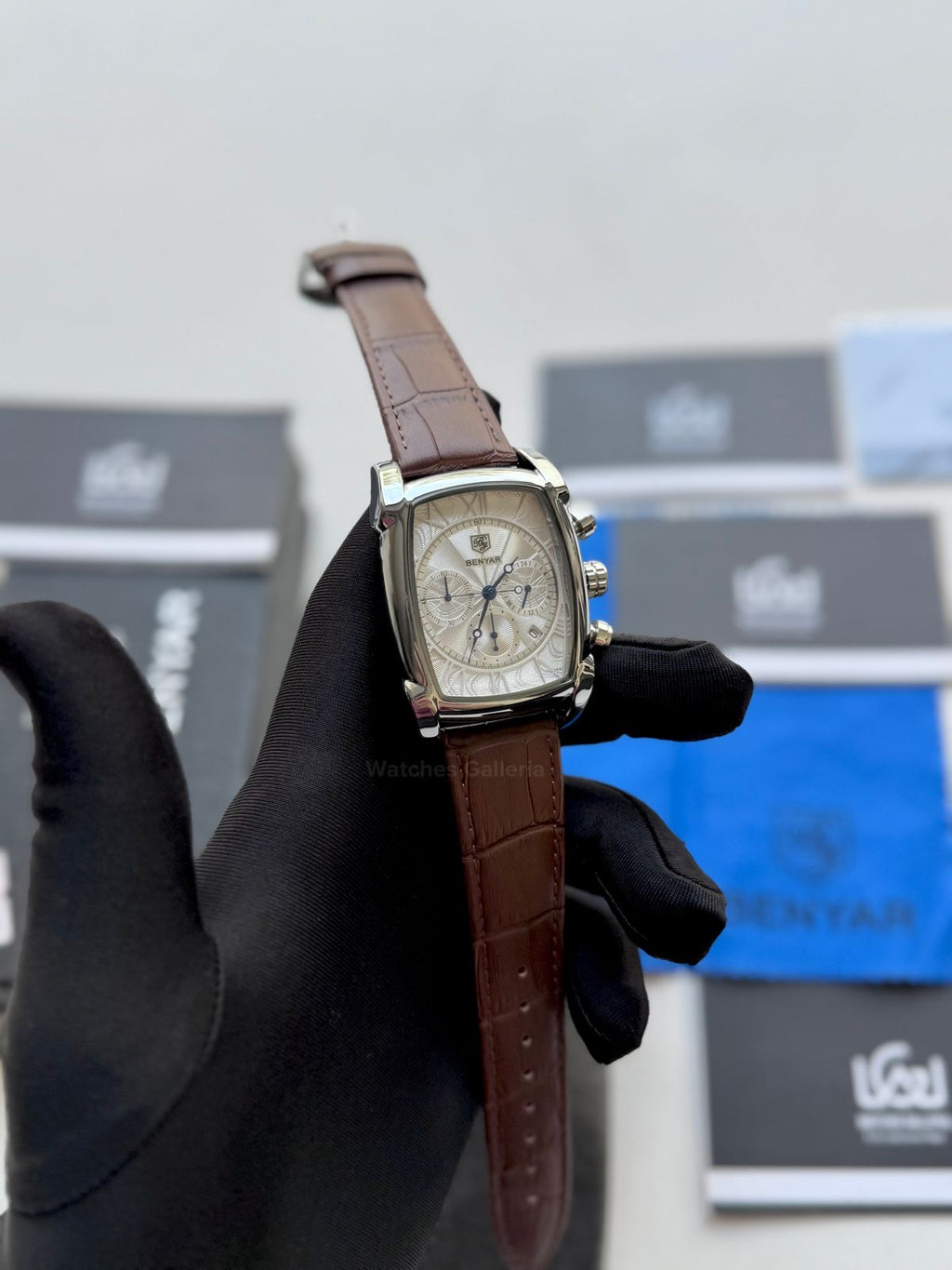 Benyar BY5113 Square Chronograph (Brown/Silver) Benyar Watch Pakistan