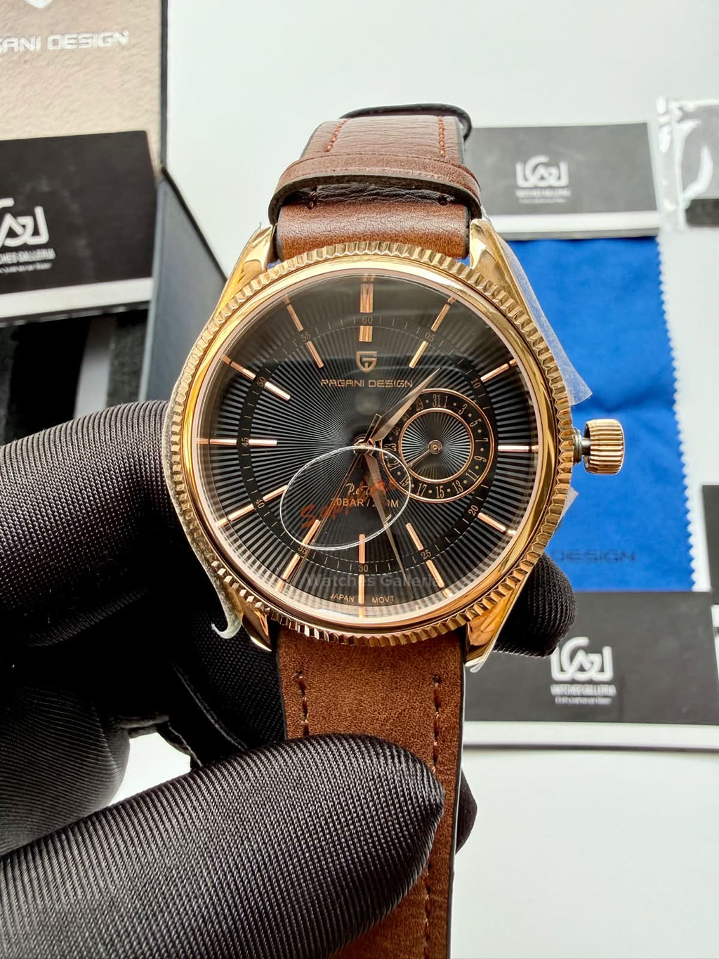Pagani Design PD1689 Classic Dress Watch 40mm – Seiko VH65 Quartz Movement, Sapphire Glass, 200M Water Resistance, Leather Strap