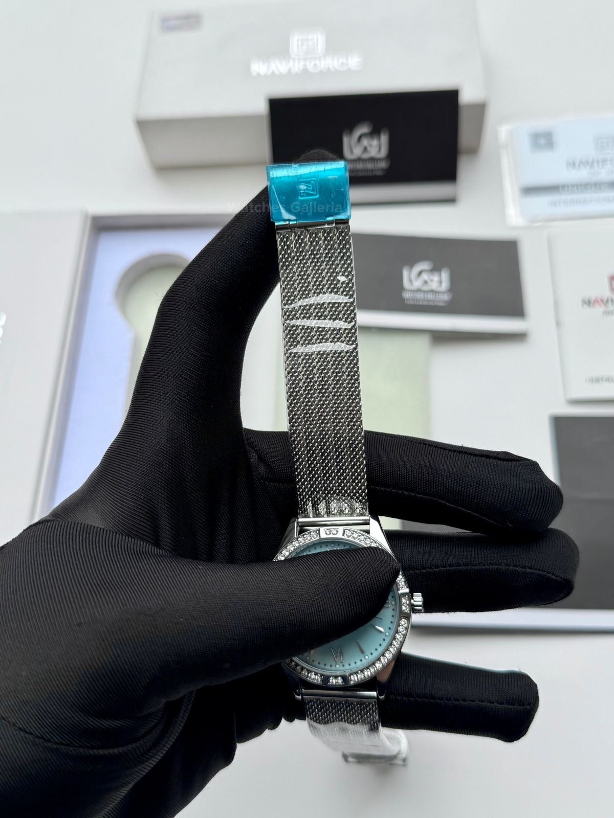 Naviforce NF5028 Ice Blue Classic Stones Quartz Watch (Unisex) Naviforce Watch Pakistan