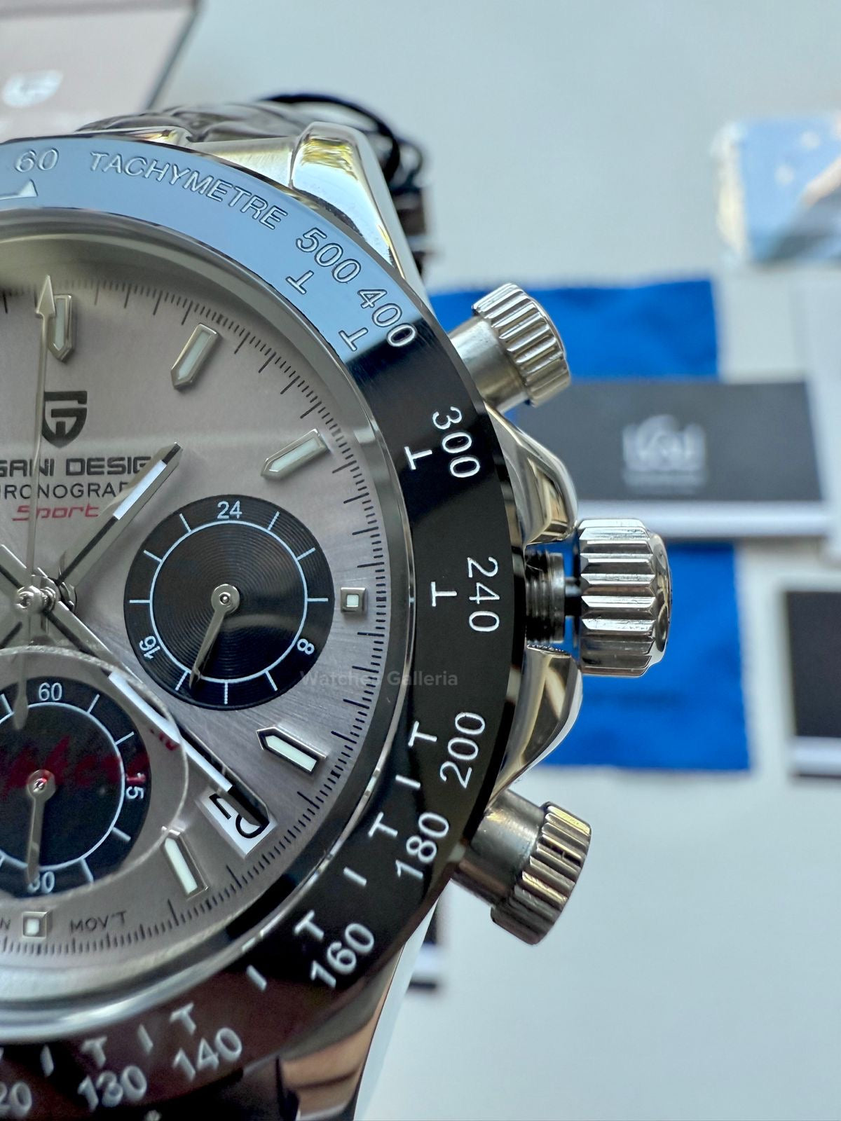 Pagani Design Daytona Quartz PD1664 Crocodile Leather Strap (Silver) Pagani Design in Pakistan