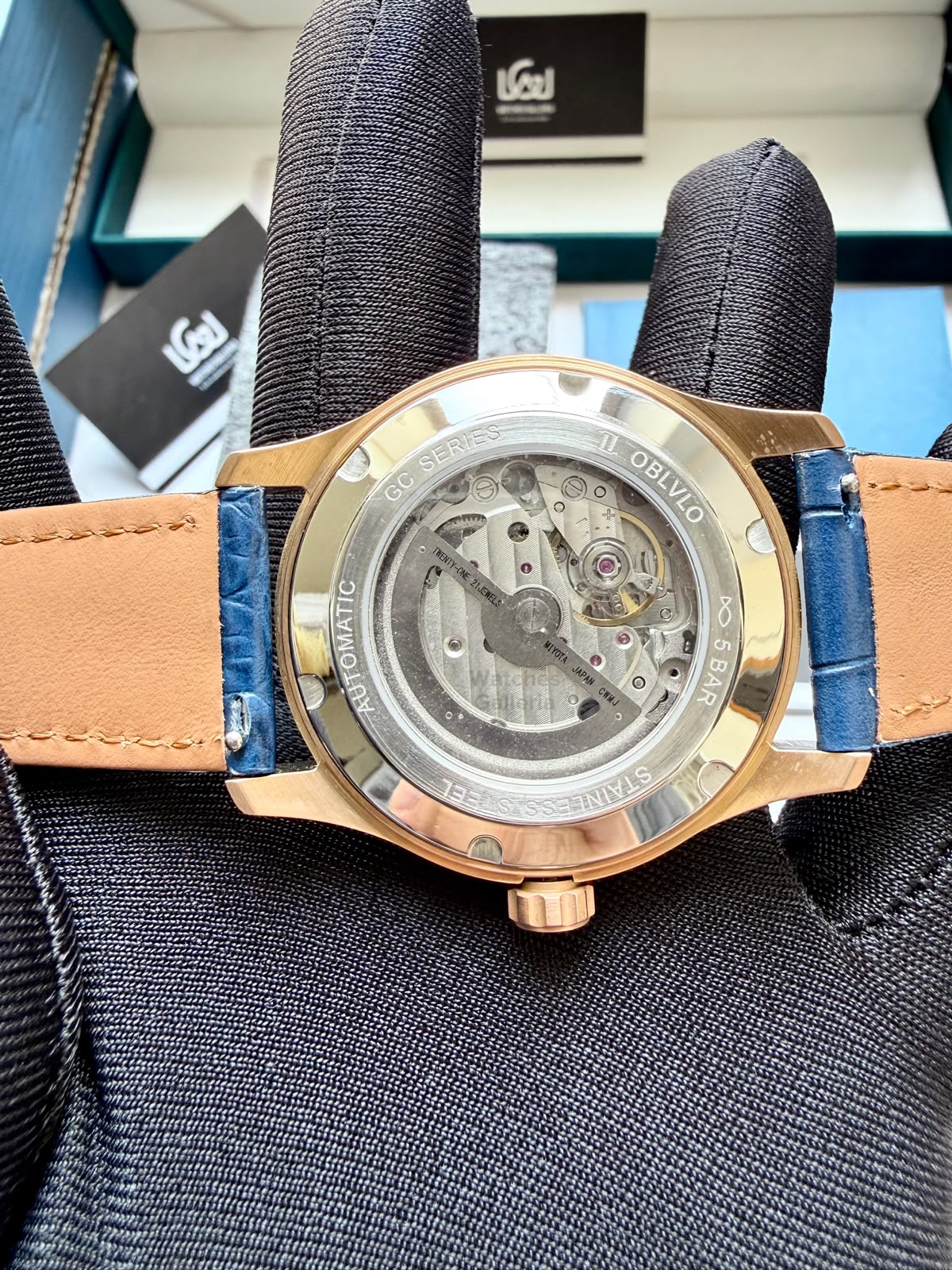 OBLVLO GC (Blue Rose Gold Black) Grand Complications Celestial Automatic Watch Brown & Black Dial with Rose Gold Details, Moving Constellation & Earth Display – OBLVLOGC | Oblvlo