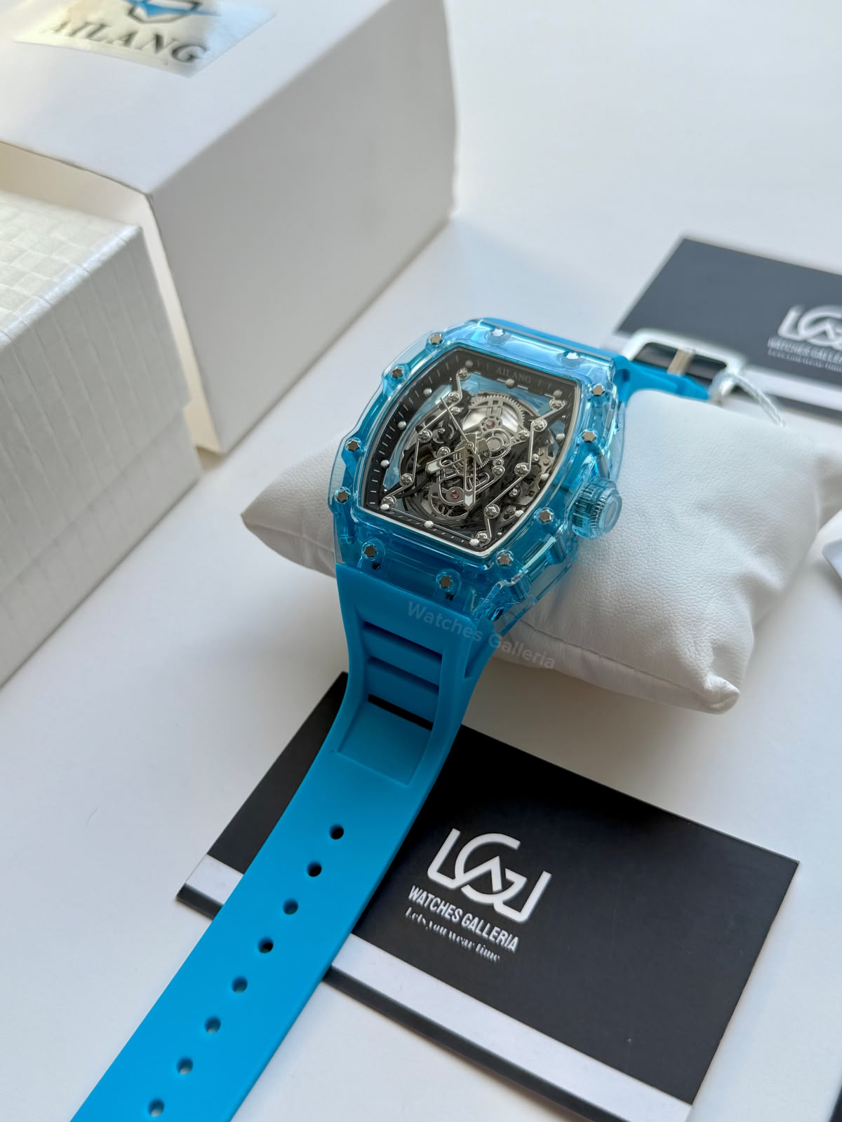 Ailang 8109 Skeleton Watch for Men White Blue Automatic Mechanical Watch Original Ailang Watch Pakistan
