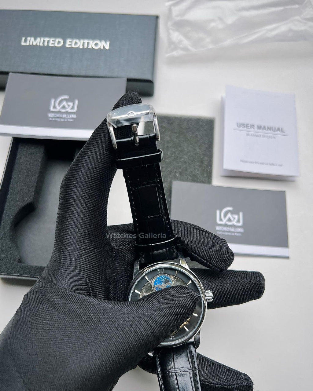 Forsining Moonphase Skeleton Automatic Watch (Silver/Black) FS112