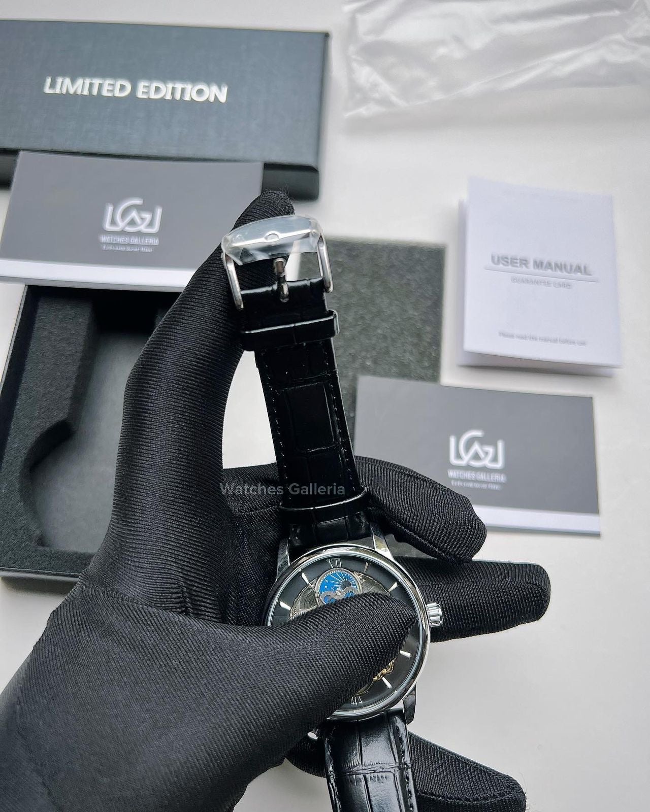 Forsining Moonphase Skeleton Automatic Watch (Silver/Black) FS112