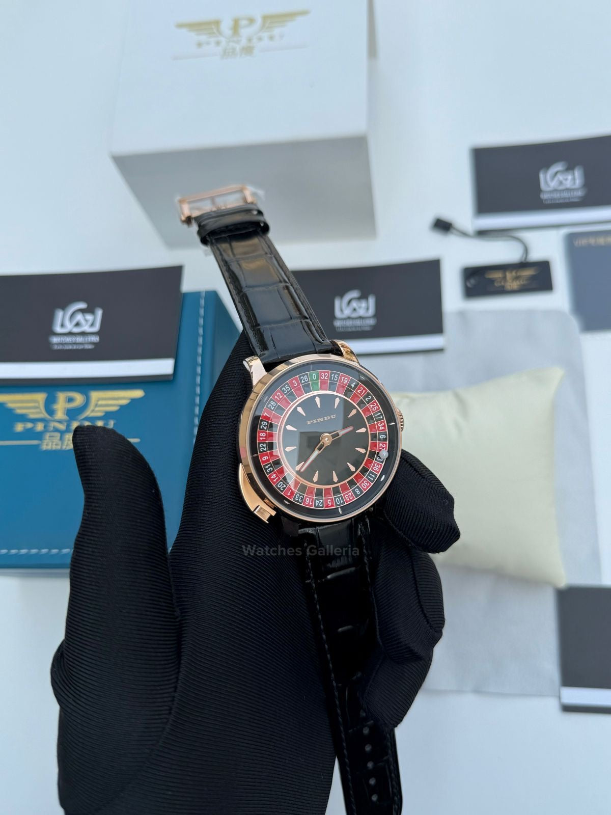 Pindu Design Casino Tourbillon Roulette Button Automatic (Black) P6628 Watches Galleria