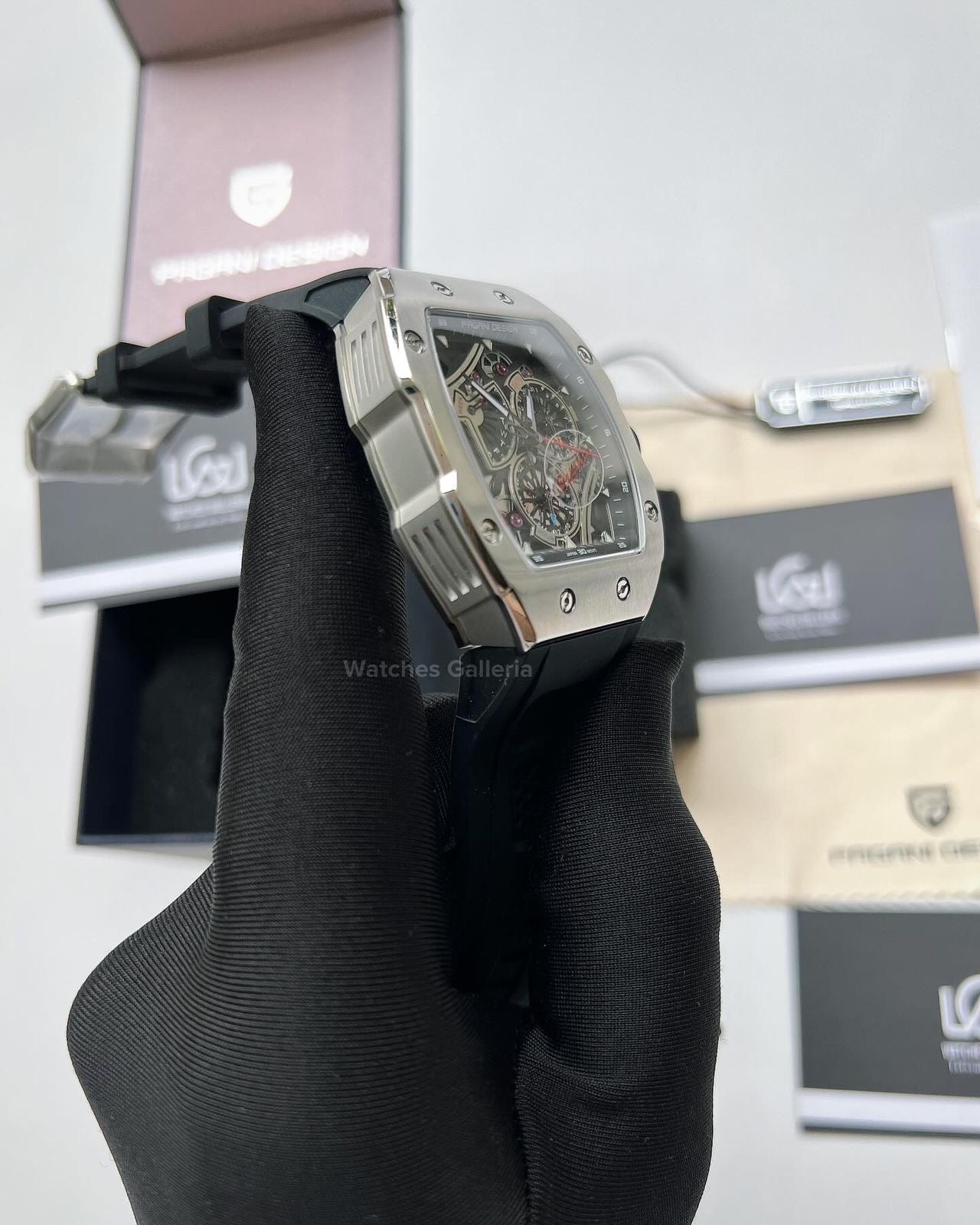 Pagani Design Tonneau Quartz (Black/Silver) PDys012 Watches Galleria