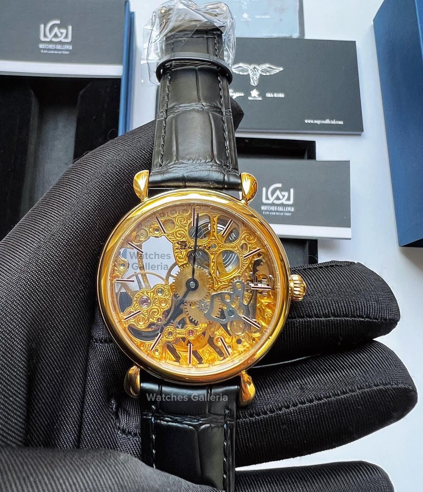 Sugess Skeleton Slimmaster Manual Wind (Black Gold) SU3600 (Discontinued)