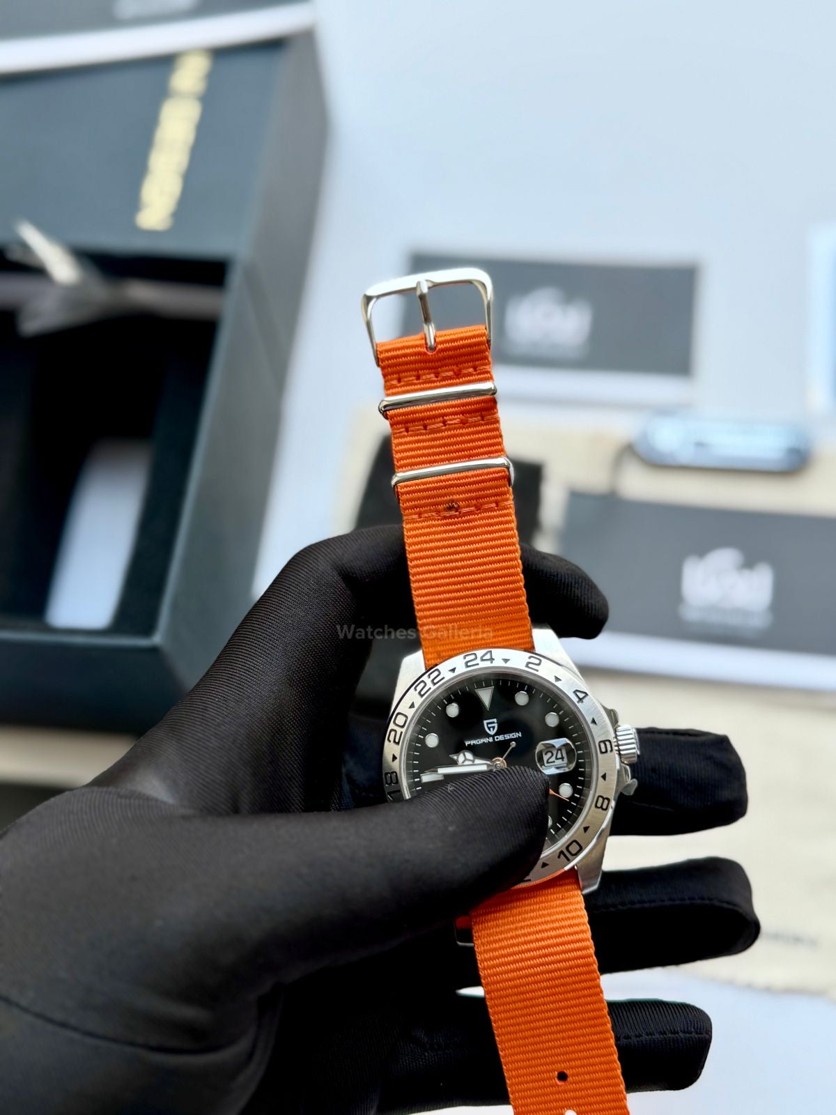Pagani Design PD1682 Explorer II Black 42mm GMT Automatic – Sapphire Glass | NATO Strap | 100M WR