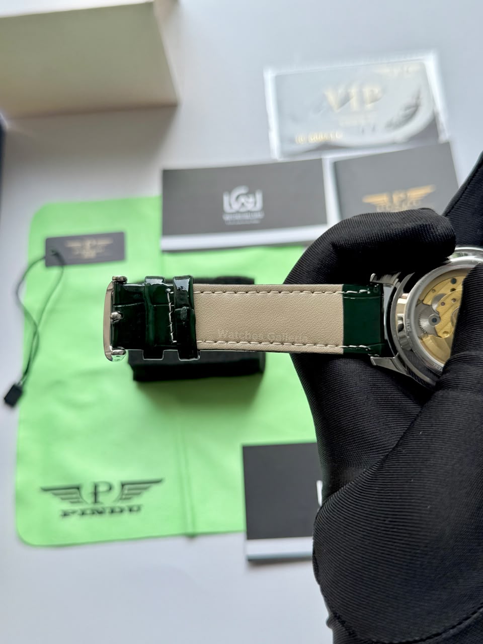 Pindu 5037 Green Diamonds Hand Encrusted Diamond Automatic Tourbillon Watch for Men | Luxury Mechanical Watch | 43mm Stainless Steel Case