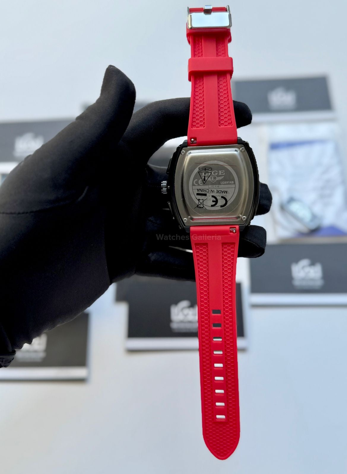 LIGE LG89148 Red Tonneau Chronograph Watch in Pakistan – Luxury Men’s Quartz Watch with Silicon Strap
