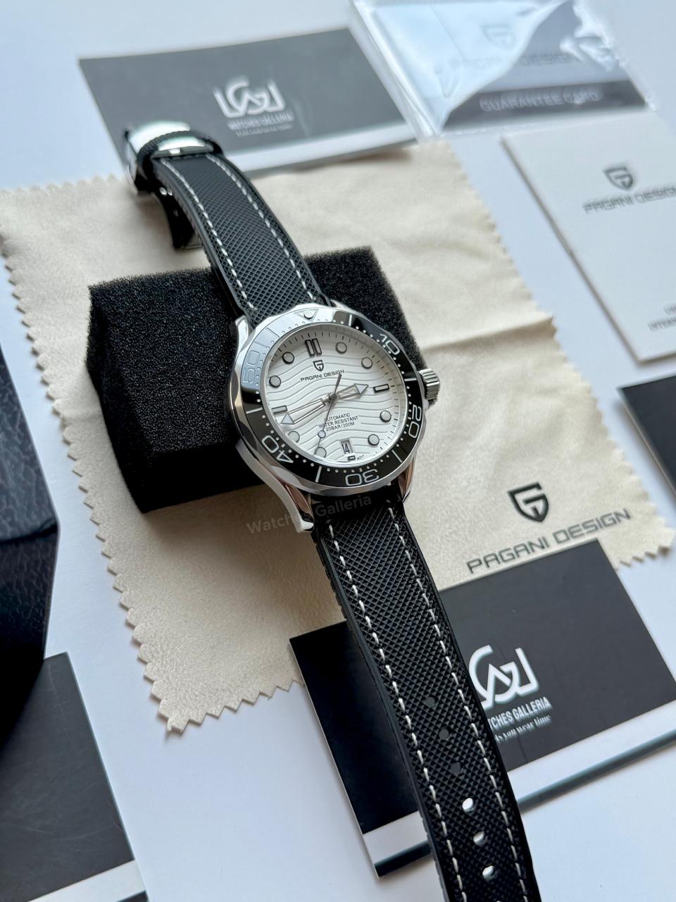 Pagani Design PD1685 Canvas Seamaster Diver White Automatic Watch – 200M Sapphire Crystal NH35A/Miyota Luxury Dive Watch in Pakistan | Watches Galleria