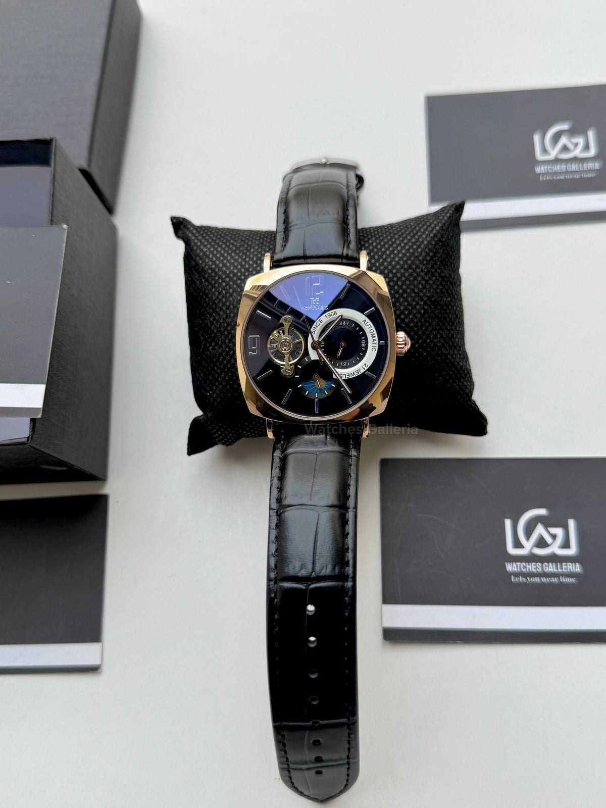 Aokulasic AOKU001 Moonphase Flywheel (Black/Rose Gold) Aokulasic Watch in Pakistan