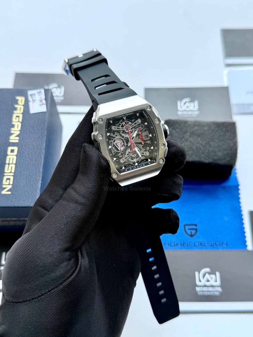 Pagani Design PDys011 Tonneau Chronograph Quartz Watch (Black/Black) - Sapphire Crystal | Japan Epson YM92 | 100% Original in Pakistan