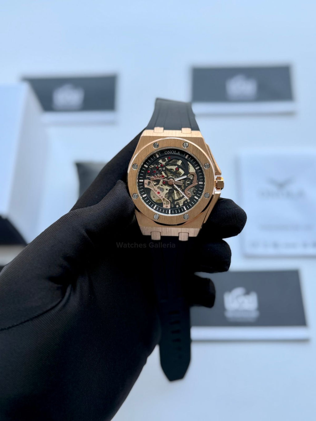 Onola 3834 Royal Oak Offshore Skeleton Gold Black 46mm Automatic – Premium Skeleton Design