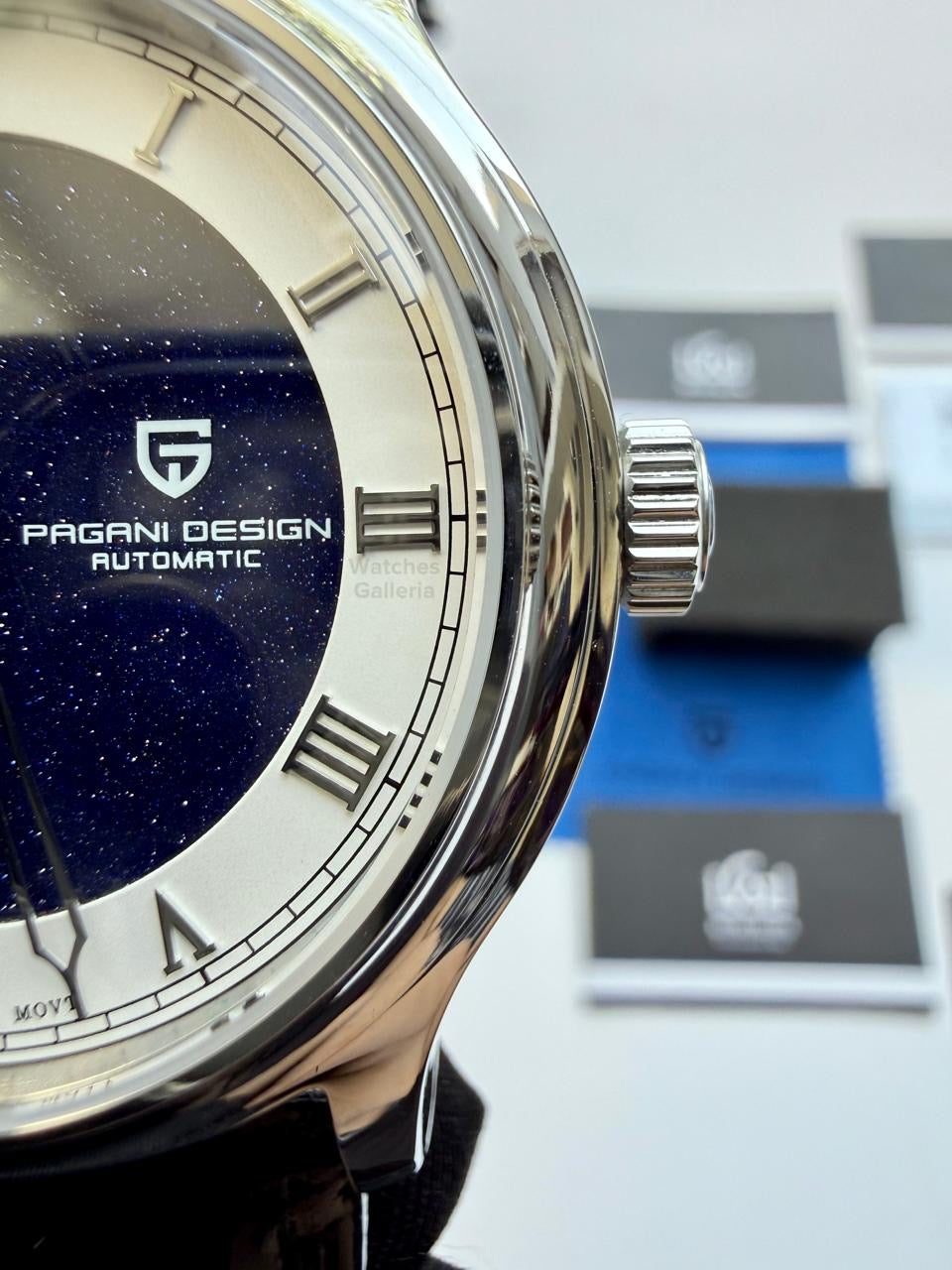 Pagani Design PDys015 Stardust Open Heart Automatic Watch – 41mm NH39A, Sapphire Crystal, 100M Water Resistant, Open Heart Skeleton Dial (Black/Blue)