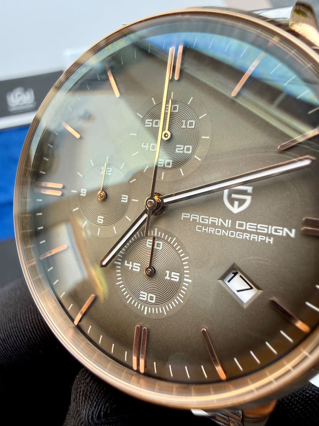 Pagani Design PD2720K Flight Chronograph Watch Limited Edition Rose Gold White Dial Men’s Luxury Watch | Japanese Seiko VK67 Mecha Quartz Chronograph Movement | Stainless Steel Bracelet | 50M Waterproof