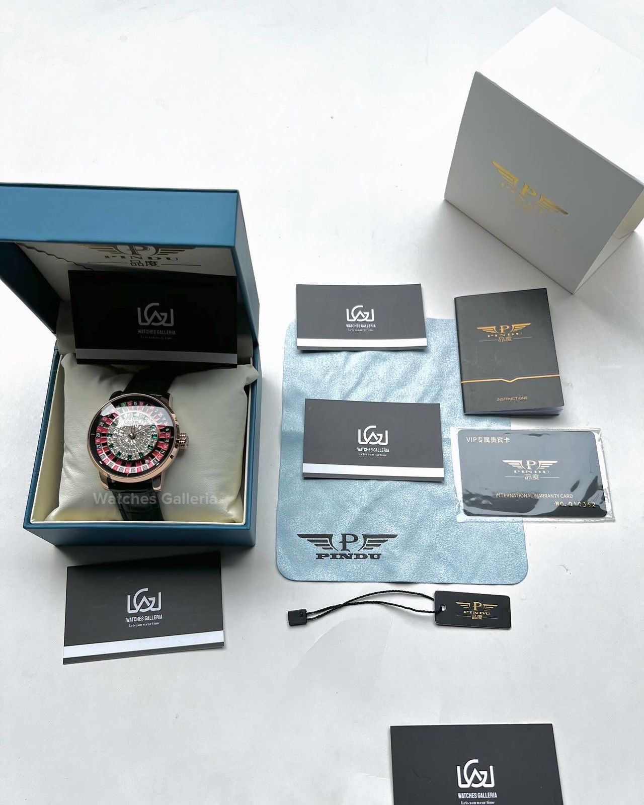 Pindu Design Casino Roulette Automatic Watch (Baguette Cut Diamonds Dial) P6617 Watches Galleria