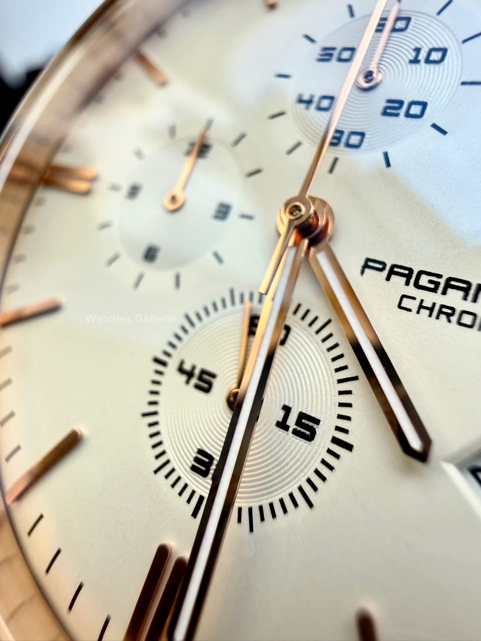 Pagani Design PD2720K Flight Chronograph Watch Limited Edition Rose Gold White Dial Men’s Luxury Watch | Japanese Seiko VK67 Mecha Quartz Chronograph Movement | Stainless Steel Bracelet | 50M Waterproof