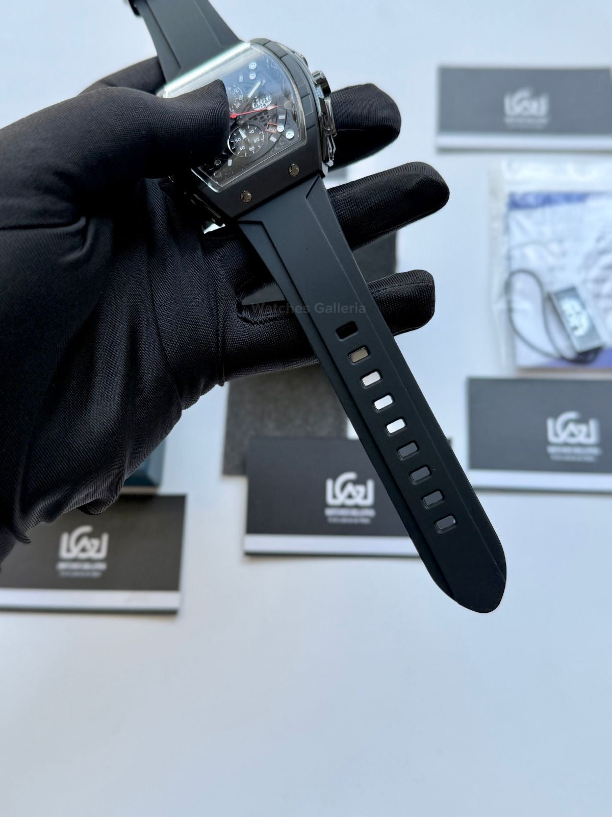 LIGE LG89148 Black Tonneau Chronograph Watch in Pakistan – Luxury Men’s Quartz Watch with Silicon Strap