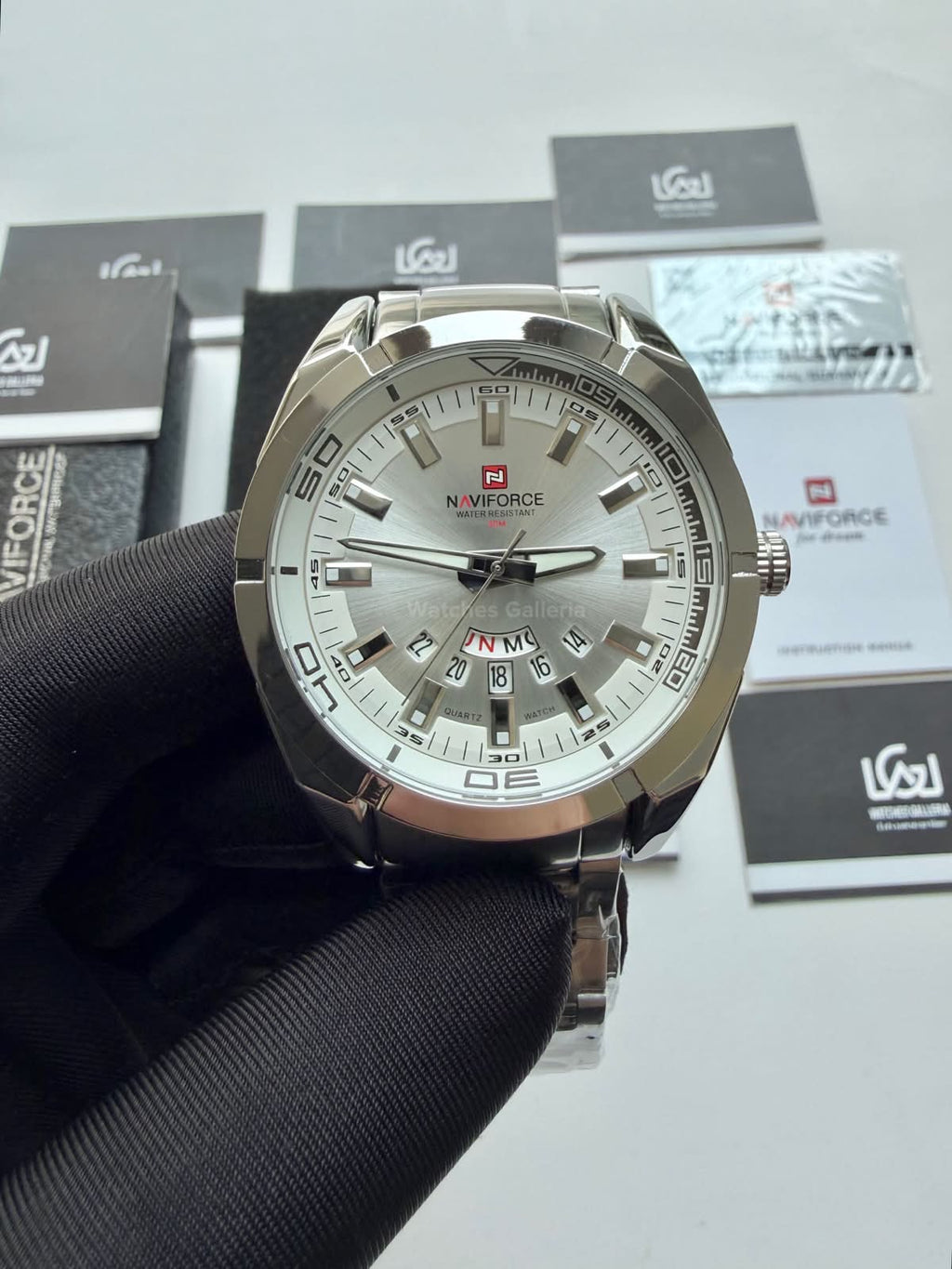 Naviforce NF9038M Original Men’s Watch Silver – Japanese Movement, Mineral Glass & Water Resistant