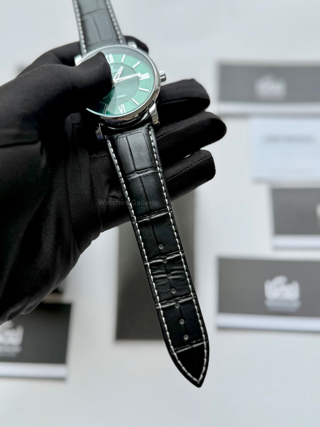 Forsining FS112 Classic Skeleton Automatic Watch – Green Dial | Leather Strap Mechanical Wristwatch for Men