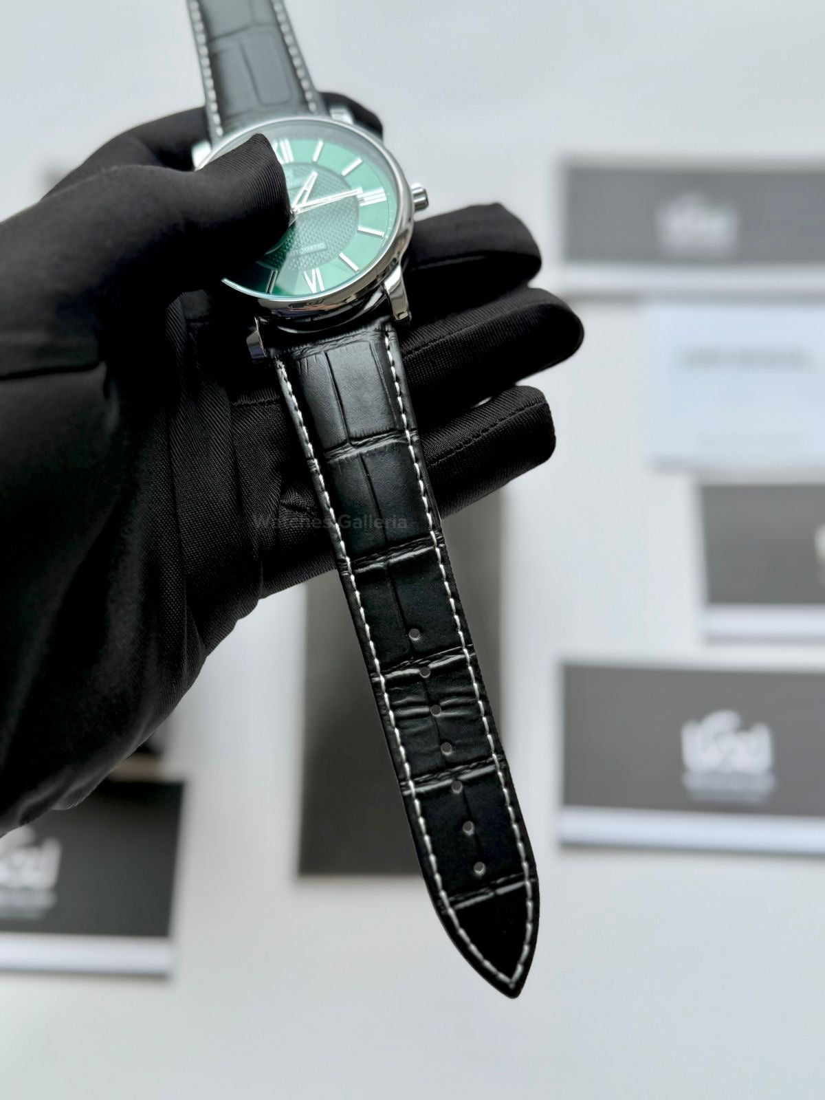 Forsining FS112 Classic Skeleton Automatic Watch – Green Dial | Leather Strap Mechanical Wristwatch for Men