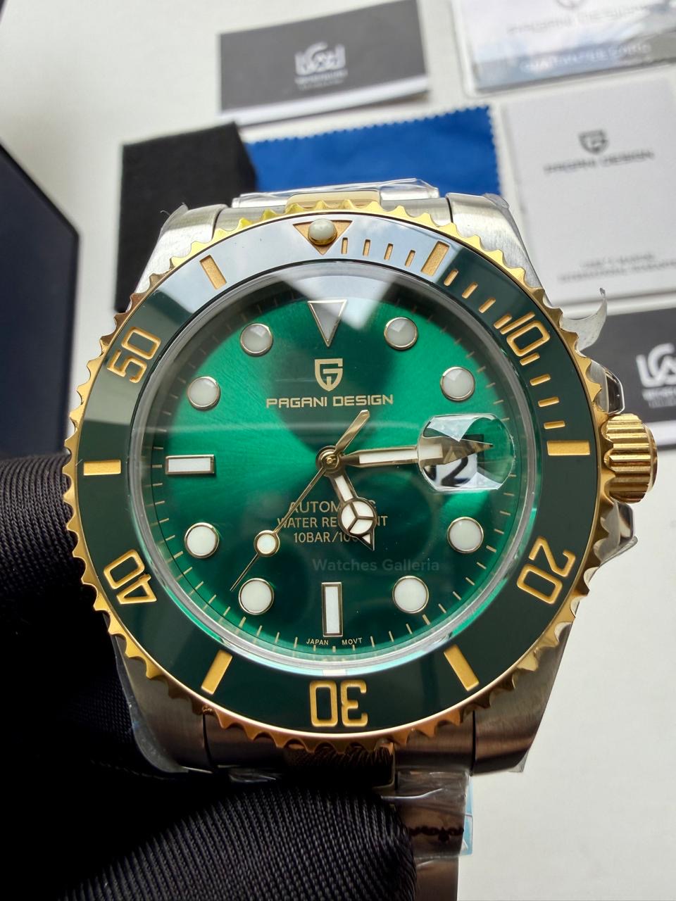 Pagani Design Watch PD1639 Submariner Automatic (Gold Green) Pagani Design in Pakistan