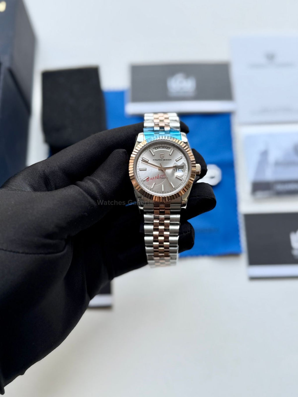 Pagani Design PD1752 Date Day Automatic (Two Tone Silver) New Release Pagani Design in Pakistan