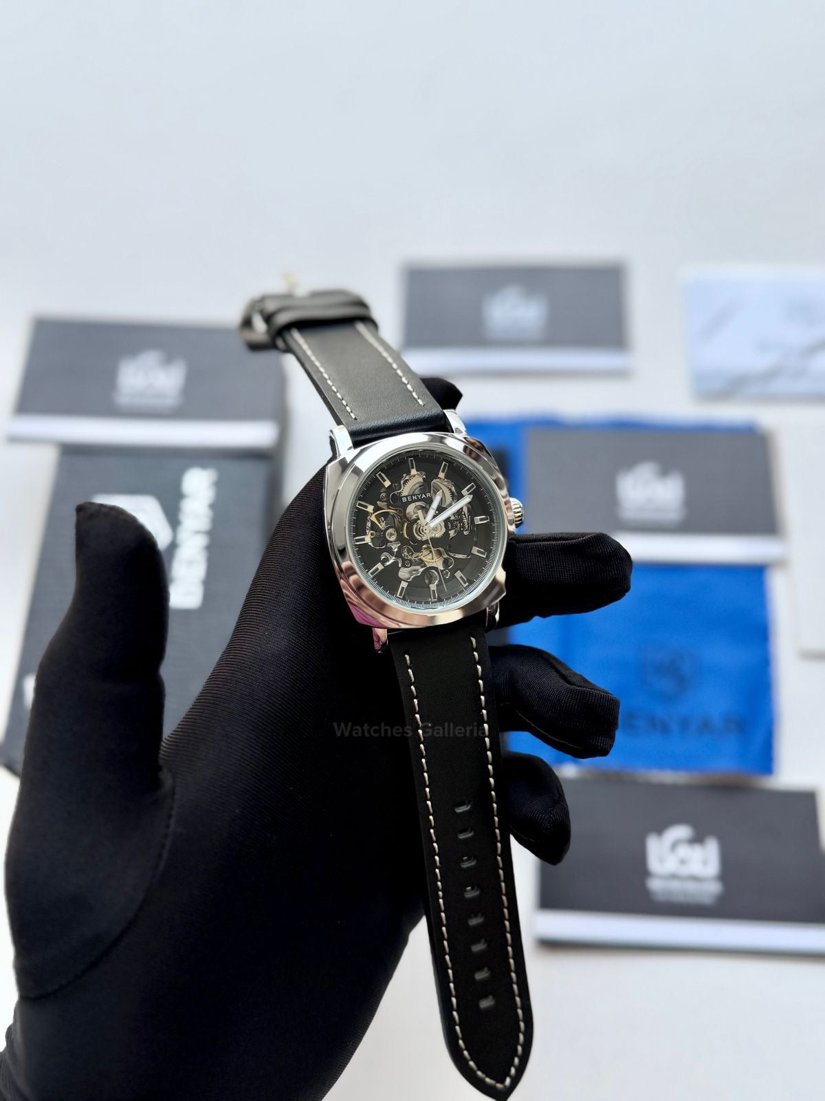 Benyar BY5121 Skeleton Automatic Watch (Silver Black) Benyar in Pakistan