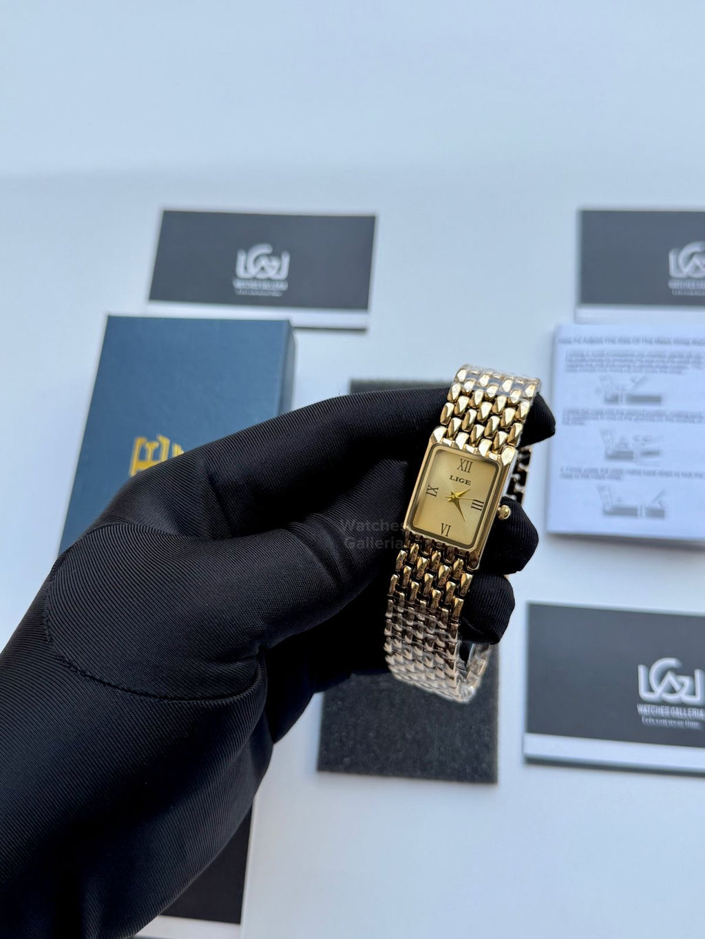 Lige 89156 Tank Women Watch Quartz (Gold) Lige Women Watch