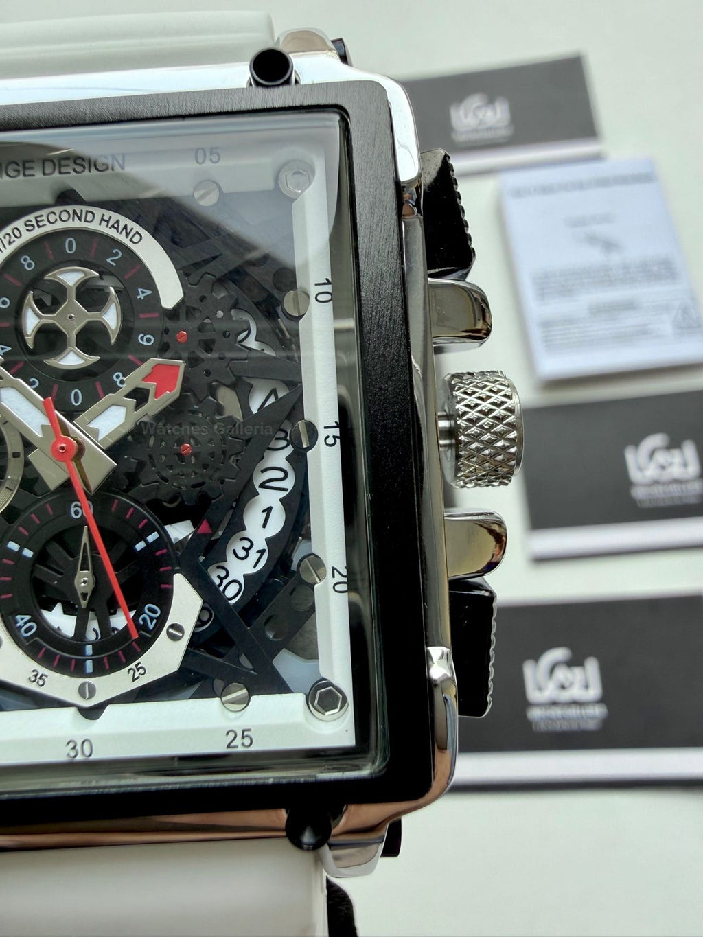 Lige Watch LG8935 Square Chronograph (Silver/White) Lige Watch Pakistan