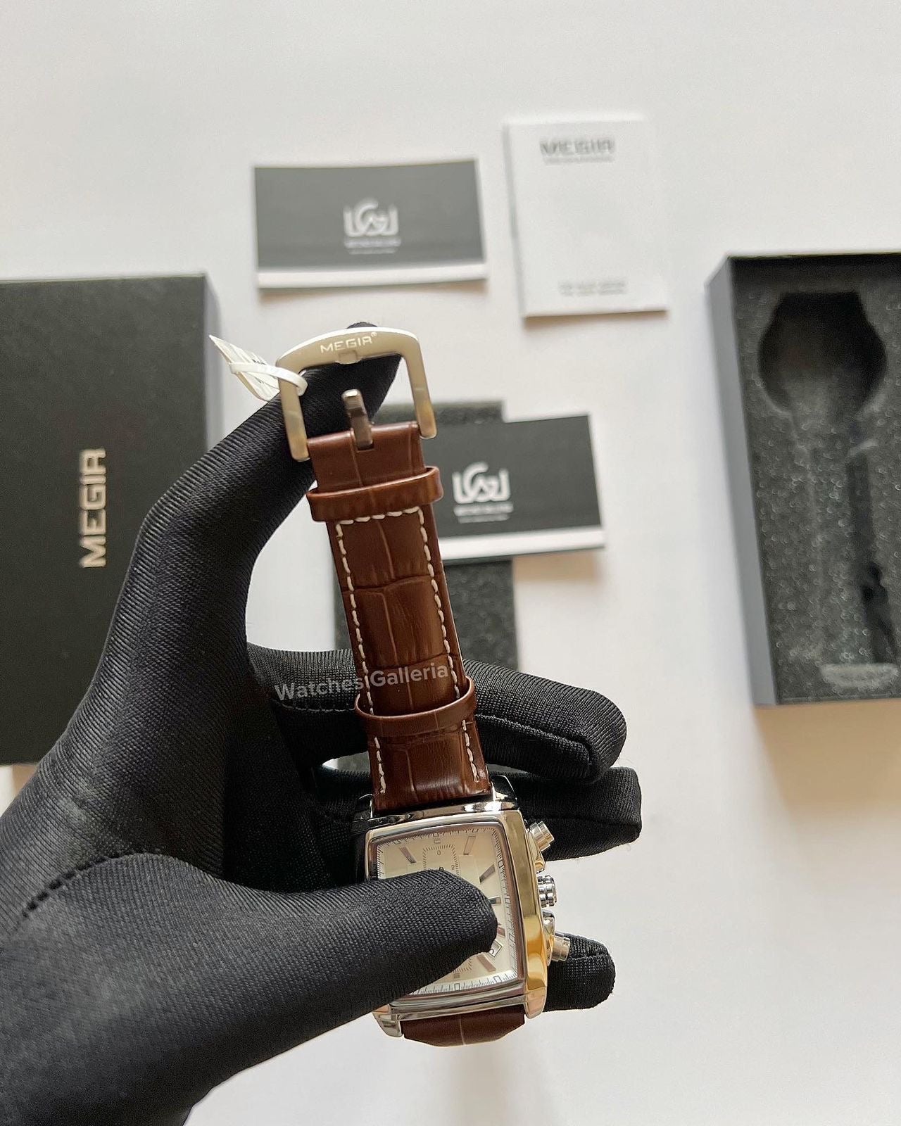 Megir Square Chronograph (Brown Silver) ML2028