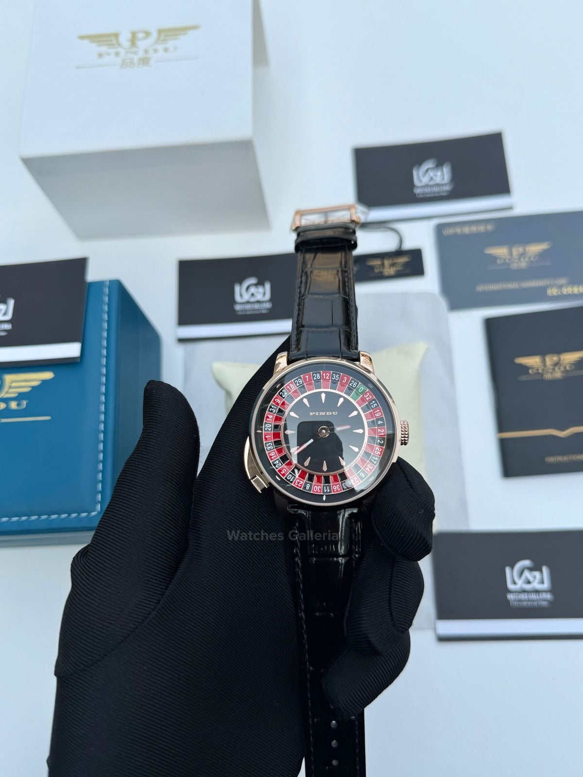 Pindu Design Casino Tourbillon Roulette Button Automatic (Black) P6628 Watches Galleria