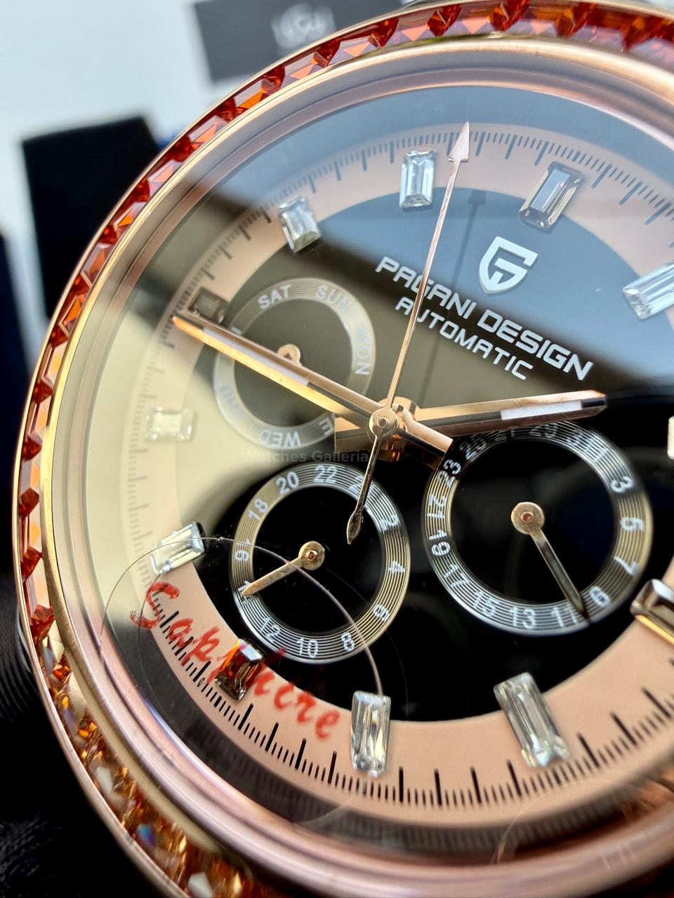 Pagani Design PD1732 Daytona Rainbow Silicon Edition in Pakistan – Luxury Automatic Men’s Watch with Rainbow Bezel, Sapphire Crystal & Exhibition Back