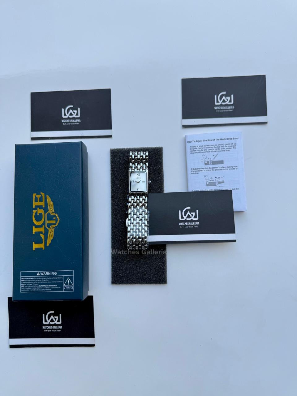 Lige 89156 Tank Women Watch Quartz (Silver) Lige Women Watch