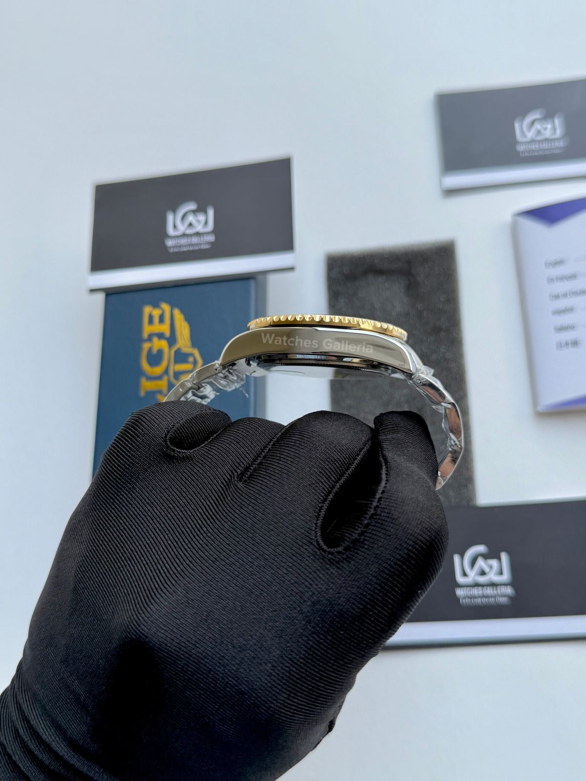 Lige Submariner Chronograph Quartz(Gold Black) Lige8924 Watches Galleria