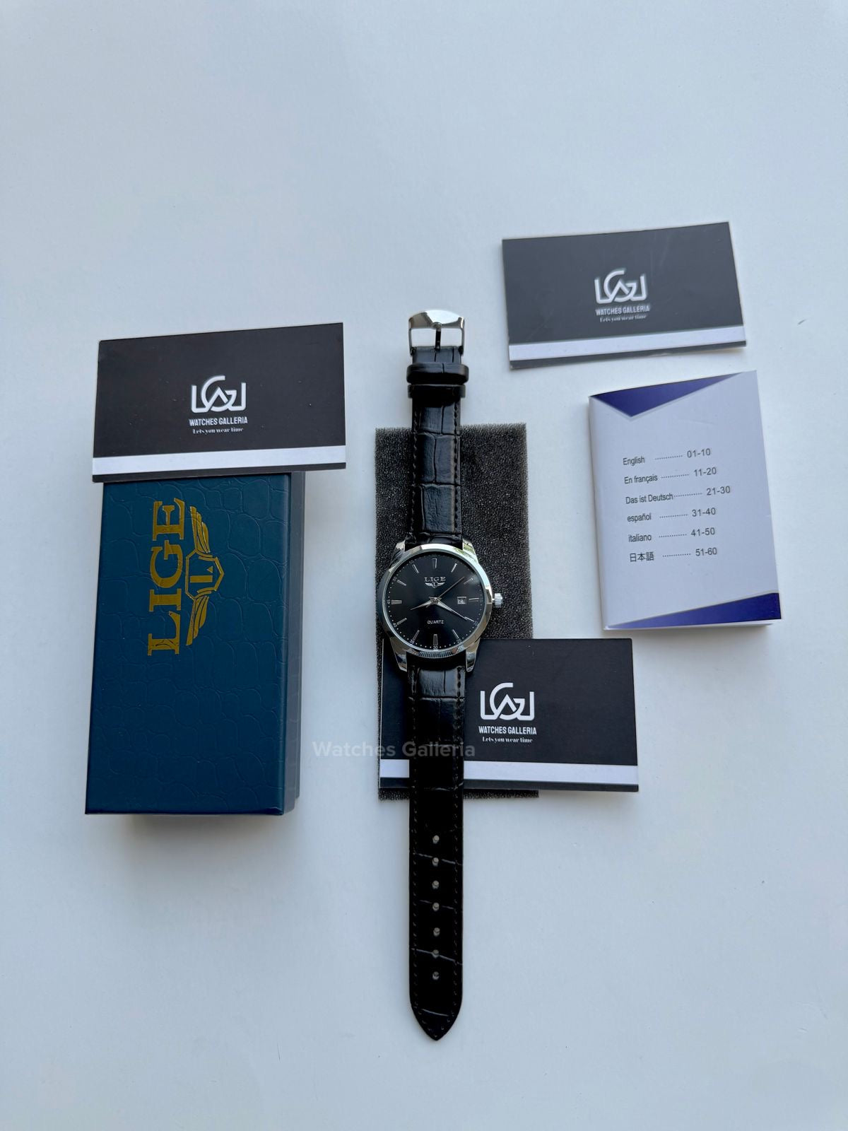 Lige Classic Dress Watch Quartz (Black) Lige89143 Watches Galleria