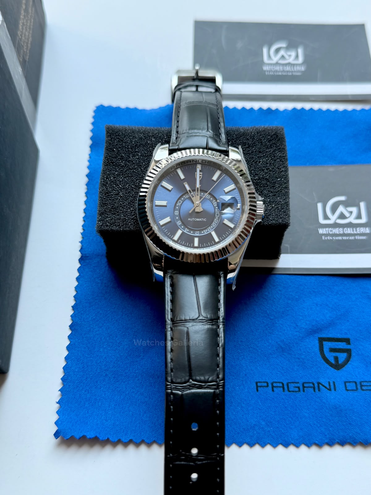 Pagani Design PD1888 Sky Dweller Black Leather Automatic GMT Watch for Men Sapphire Crystal Original Pagani Design Watch Pakistan
