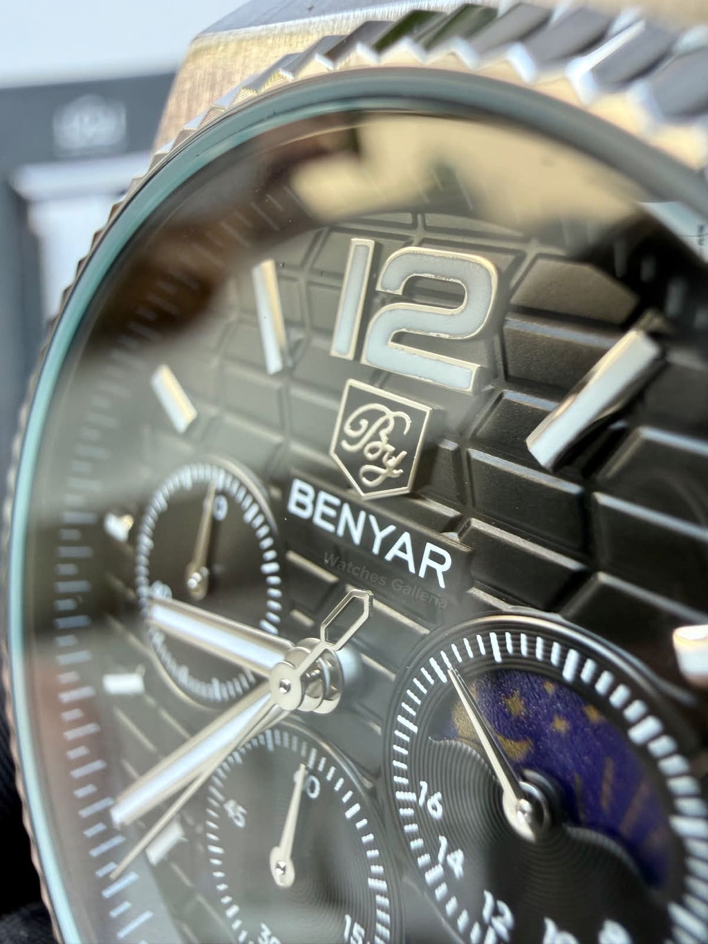 Benyar BY5225 Land Dweller Chronograph Black Dial Luxury Men’s Watch in Pakistan – Japanese Quartz Stainless Steel Watch
