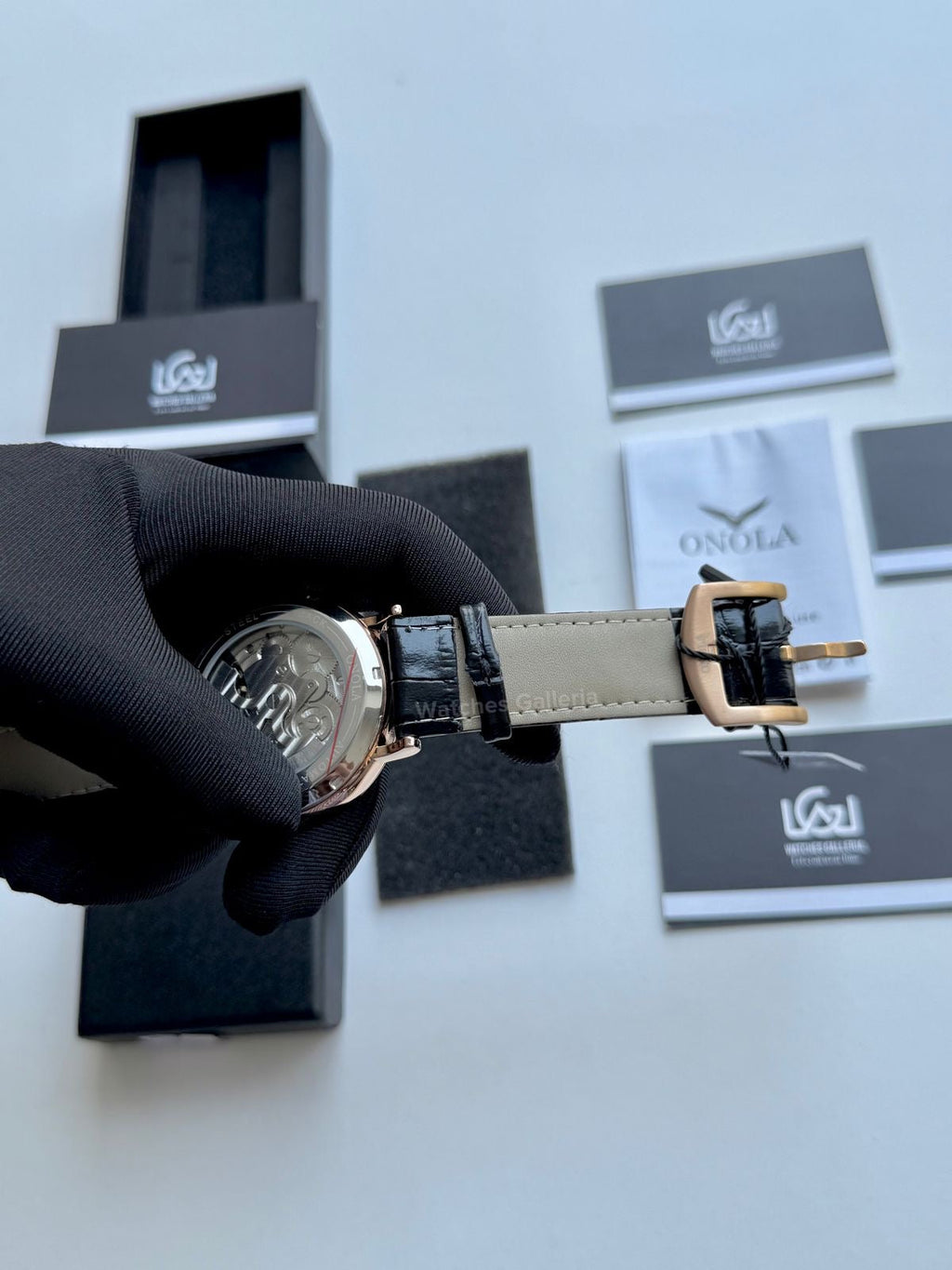 Onola Moonphase Flywheel Skeleton Watch Automatic (Black-Rose Gold) ON6836 Watches Galleria