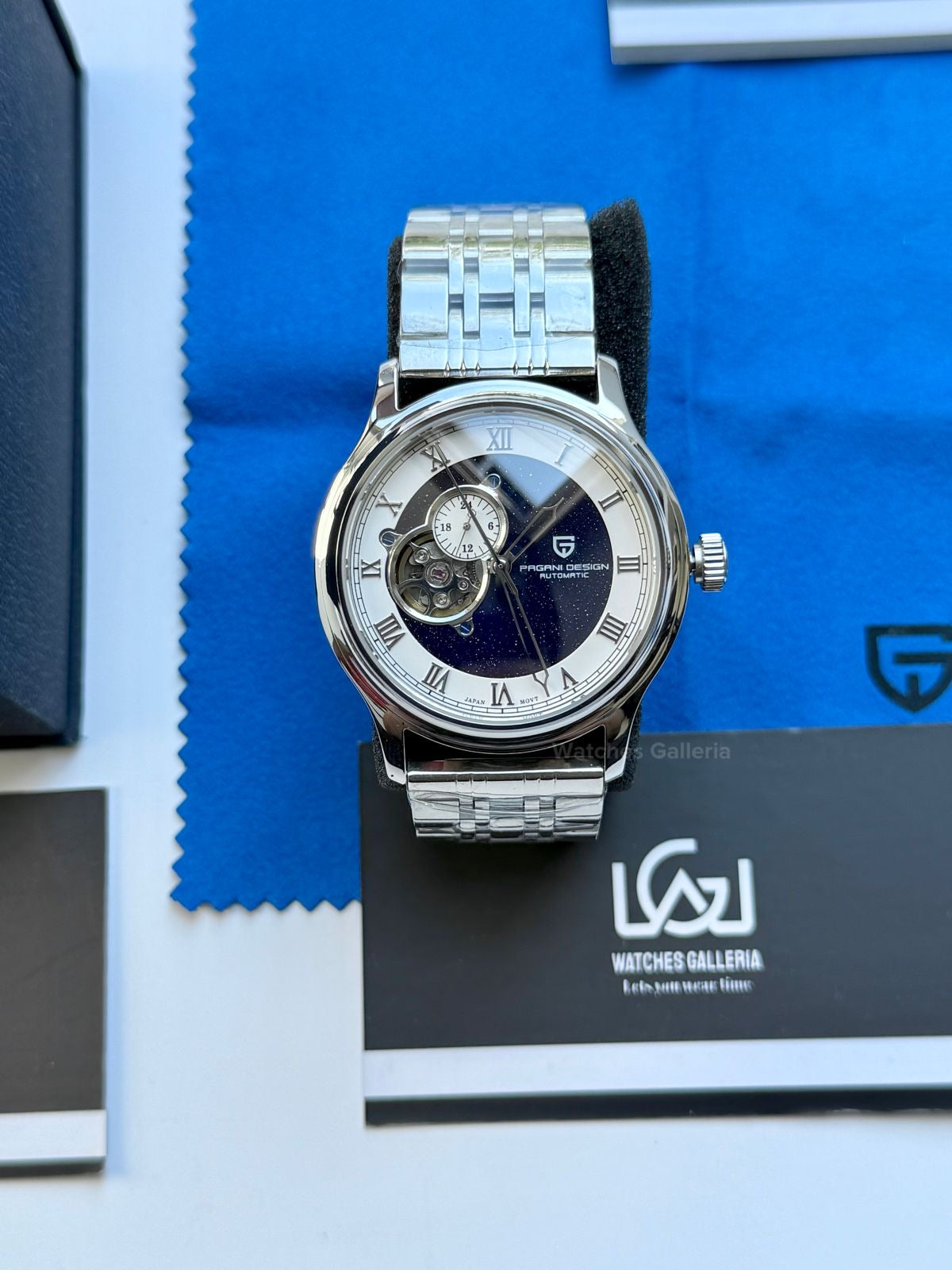 Pagani Design PDys015 Stardust Open Heart Automatic Watch – 41mm NH39A Japanese Movement, Sapphire Crystal, 100M Water Resistant Luxury Timepiece (Black/Blue) (Limited Edition)