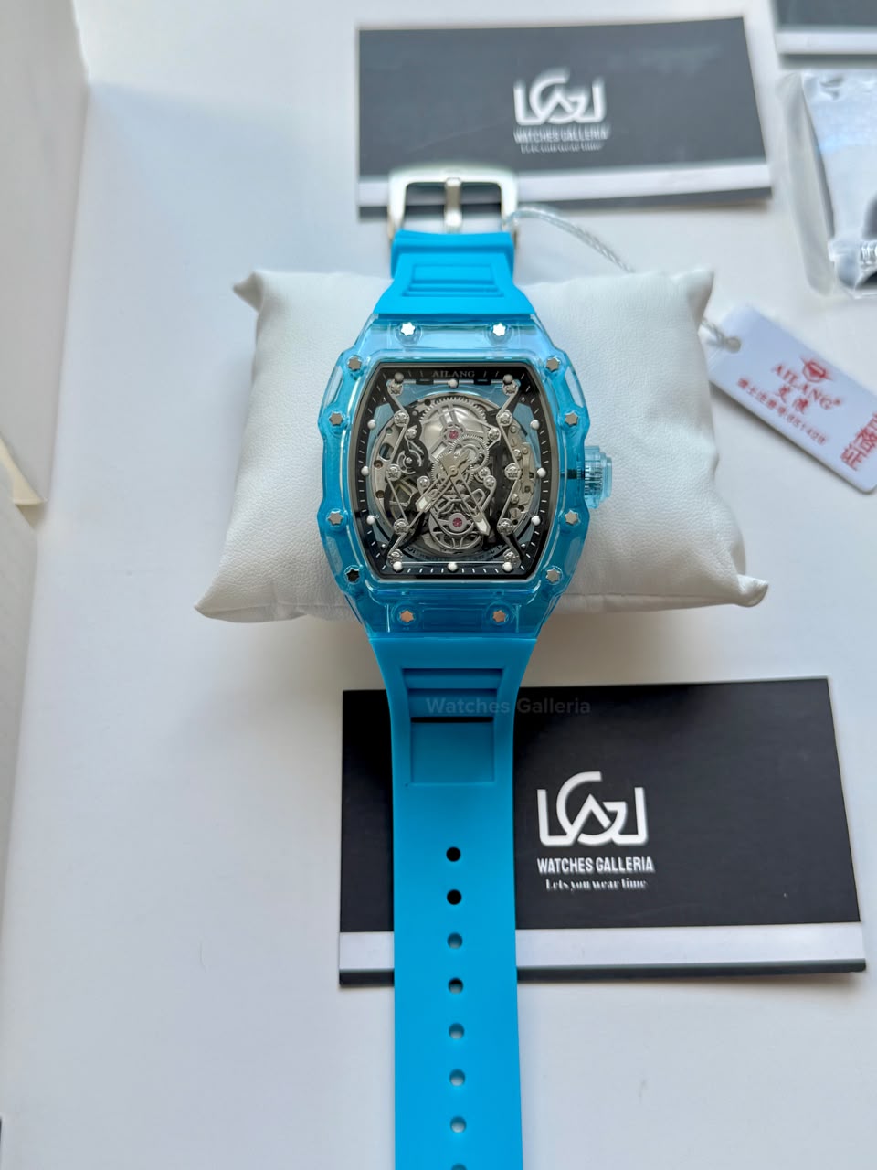 Ailang 8109 Skeleton Watch for Men White Blue Automatic Mechanical Watch Original Ailang Watch Pakistan