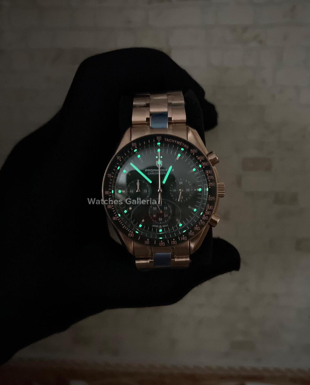 Pagani Design SpeedMaster MoonWatch Quartz (R.Gold/Green) PD1701 “DISCONTINUED”