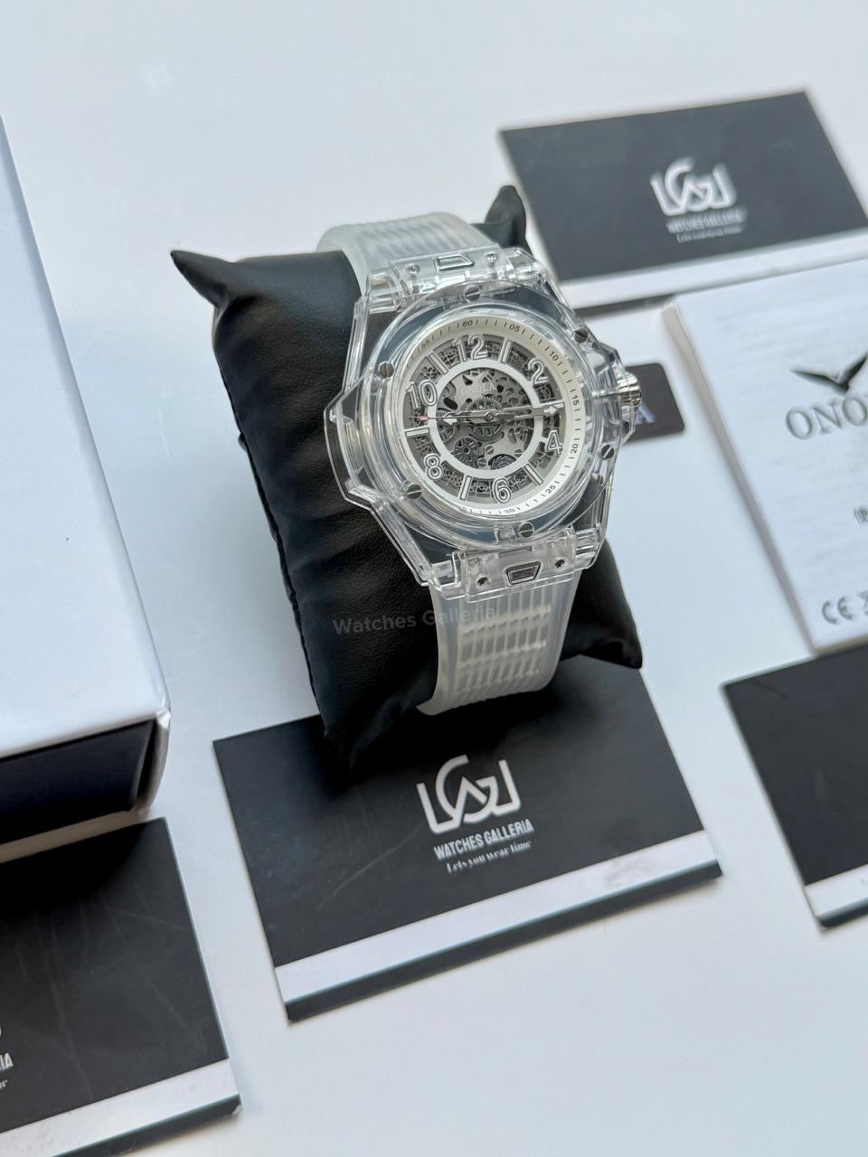 Onola ON3836 Oak Skeleton White Automatic Watch – 49mm Transparent Dial, Bold Sport Design, Pakistan Edition