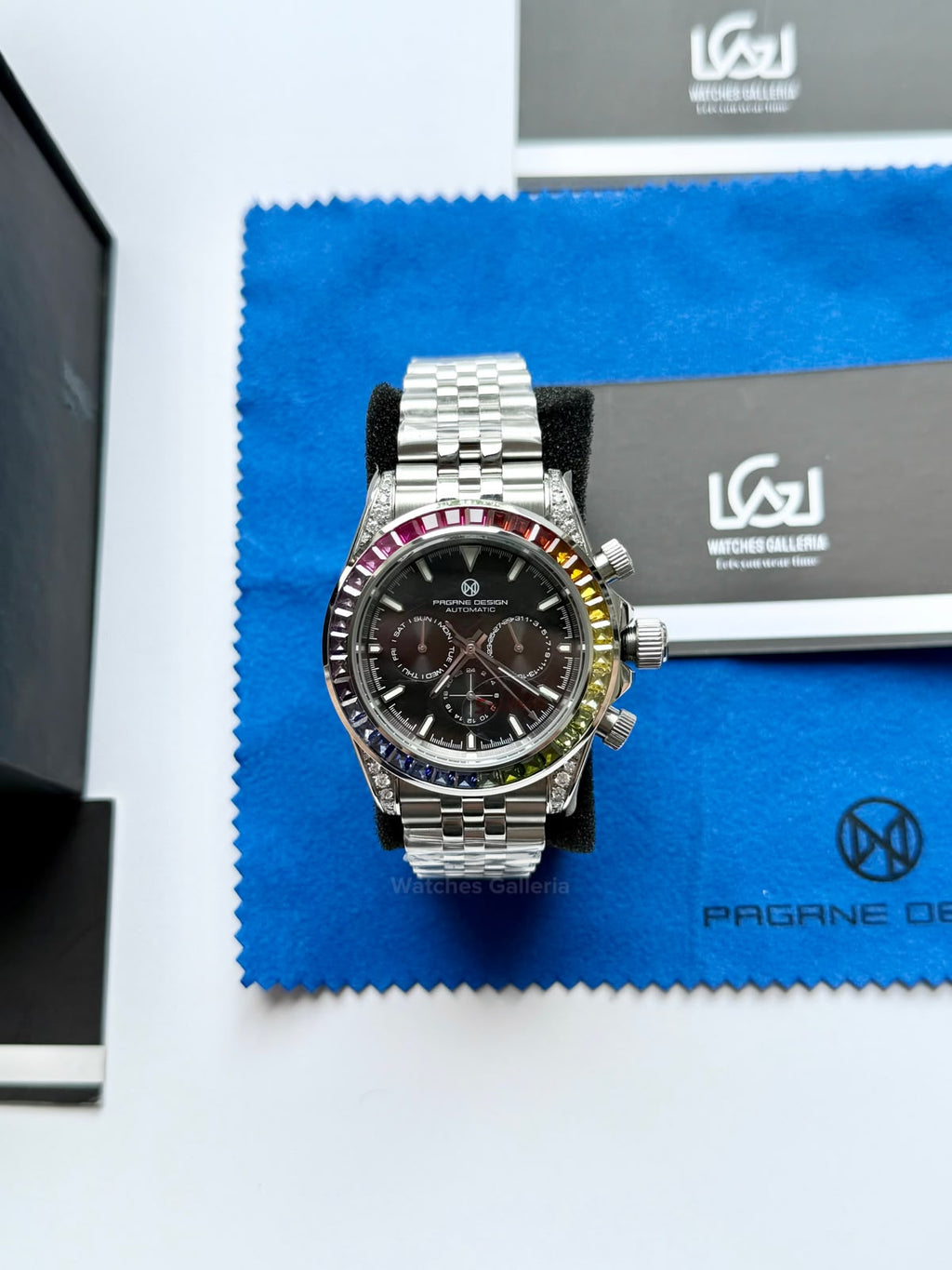 Pagani Design PG1666 Daytona Rainbow Limited Edition Black Automatic Chronograph Watch | 40mm Sapphire Crystal | HZ2196G Movement | 100M Water Resistant