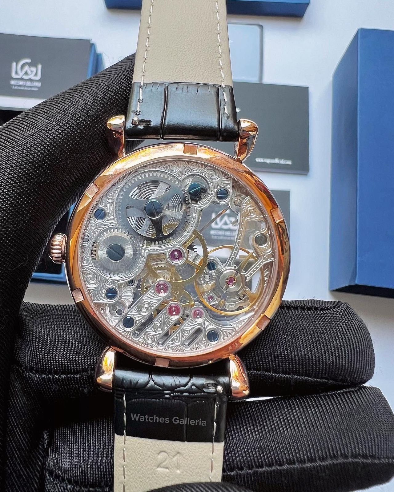 Sugess Skeleton Slimmaster Manual Wind (Black w/ Rose Gold) SU3600 (Discontinued)